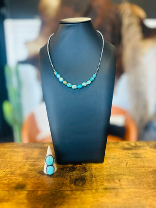Enid Authentic Turquoise Sterling Pearl Necklace