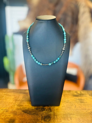 Casper Authentic Turquoise Sterling Pearl Necklace-Necklace-Bijoux-Motis & Co Boutique, Women's Fashion Boutique in Carthage, Missouri