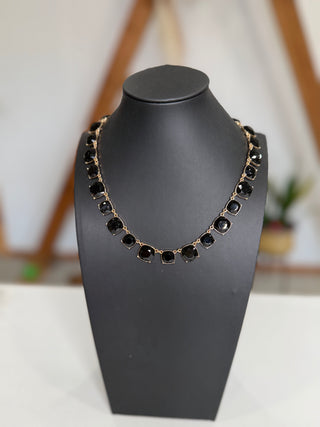 Delta Black Square Crystal Necklace