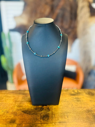 Heartford Authentic Turquoise Sterling Pearl Necklace-Necklace-Bijoux-Motis & Co Boutique, Women's Fashion Boutique in Carthage, Missouri