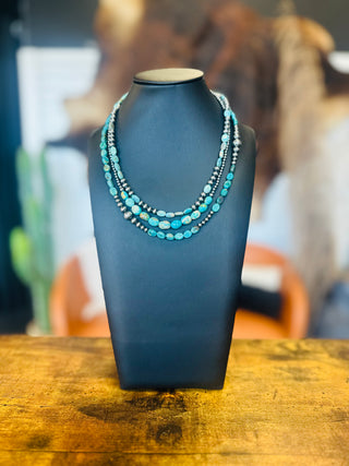 Enid Authentic Turquoise Sterling Pearl Necklace
