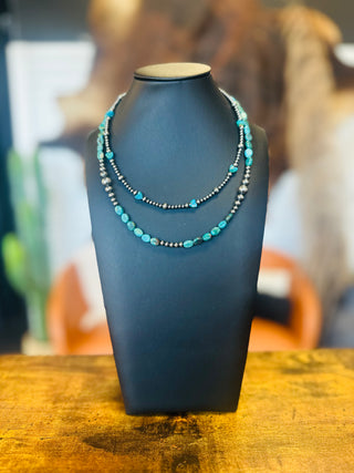 Heartford Authentic Turquoise Sterling Pearl Necklace-Necklace-Bijoux-Motis & Co Boutique, Women's Fashion Boutique in Carthage, Missouri