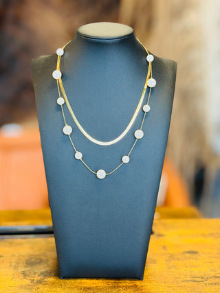 Pearl and Herringbone Necklace Set