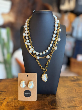 Panama Pearl Fashion Earring-Earrings-Carol Su-Motis & Co Boutique, Women's Fashion Boutique in Carthage, Missouri