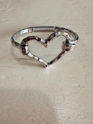 Hammered Heart Spring Bracelet-Bracelets-Motis & CO-Motis & Co Boutique, Women's Fashion Boutique in Carthage, Missouri