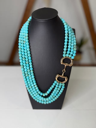 Odessa Turquoise Beads Gold Horse Bit Necklace