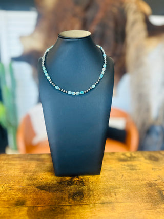 Alpine Authentic Turquoise Sterling Pearl Necklace