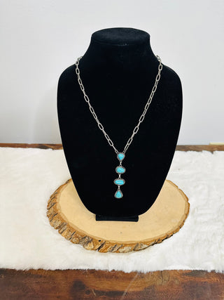 Drifter Blue Turquoise Lariat Necklace-Necklaces-Western Elite-Motis & Co Boutique, Women's Fashion Boutique in Carthage, Missouri