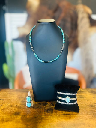 Casper Authentic Turquoise Sterling Pearl Necklace-Necklace-Bijoux-Motis & Co Boutique, Women's Fashion Boutique in Carthage, Missouri