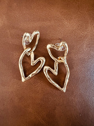 Hearts on Fire Gold Dangle Earrings-Earrings-Carol Su-Motis & Co Boutique, Women's Fashion Boutique in Carthage, Missouri