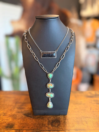 Drifter Green Turquoise Lariat Necklace-Necklaces-Western Elite-Motis & Co Boutique, Women's Fashion Boutique in Carthage, Missouri