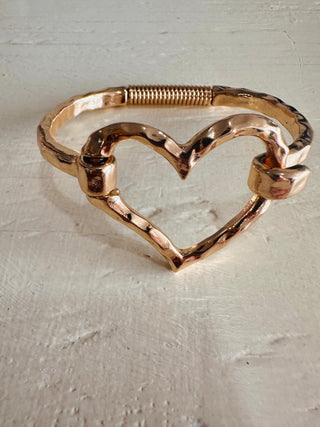 Hammered Heart Spring Bracelet-Bracelets-Motis & CO-Motis & Co Boutique, Women's Fashion Boutique in Carthage, Missouri