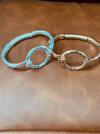 Hammered Circle Spring Bracelet-Bracelets-Carol Su-Motis & Co Boutique, Women's Fashion Boutique in Carthage, Missouri