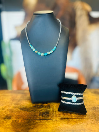 Enid Authentic Turquoise Sterling Pearl Necklace