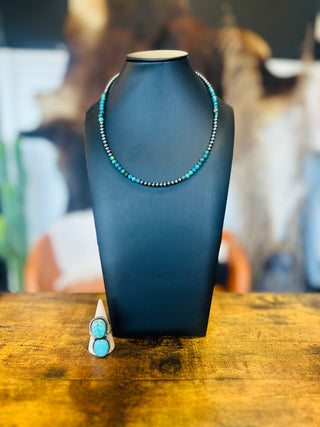 Afton Authentic Turquoise Sterling Pearl Necklace-Necklace-Bijoux-Motis & Co Boutique, Women's Fashion Boutique in Carthage, Missouri