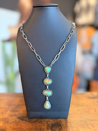 Drifter Green Turquoise Lariat Necklace-Necklaces-Western Elite-Motis & Co Boutique, Women's Fashion Boutique in Carthage, Missouri