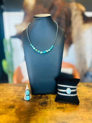 Enid Authentic Turquoise Sterling Pearl Necklace