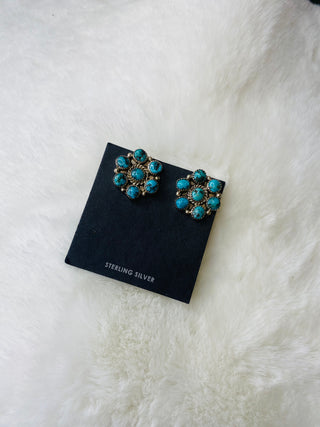 Maxine Navajo Turquoise Cluster Earrings-Earrings-Motis & CO-Motis & Co Boutique, Women's Fashion Boutique in Carthage, Missouri