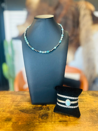 Alpine Authentic Turquoise Sterling Pearl Necklace