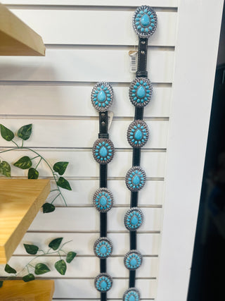 Tucson Leather Concho Belt Turquoise-Belt Buckles-Pink Panache-Motis & Co Boutique, Women's Fashion Boutique in Carthage, Missouri