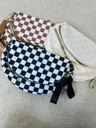 Checkered Double Zip Crossbody Bag | The Denver-Handbags-Kaydee Lynn-Motis & Co Boutique, Women's Fashion Boutique in Carthage, Missouri