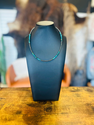 Afton Authentic Turquoise Sterling Pearl Necklace-Necklace-Bijoux-Motis & Co Boutique, Women's Fashion Boutique in Carthage, Missouri