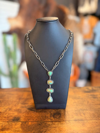 Drifter Green Turquoise Lariat Necklace-Necklaces-Western Elite-Motis & Co Boutique, Women's Fashion Boutique in Carthage, Missouri