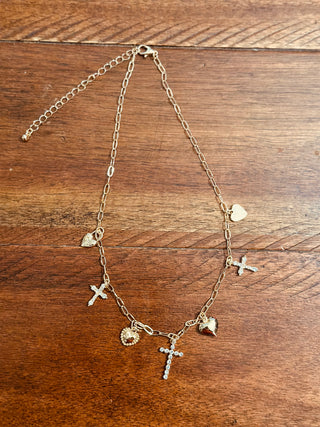 Juliet Gold Tone Charm Necklace-Necklaces-Carol Su-Motis & Co Boutique, Women's Fashion Boutique in Carthage, Missouri