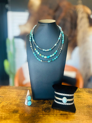Casper Authentic Turquoise Sterling Pearl Necklace-Necklace-Bijoux-Motis & Co Boutique, Women's Fashion Boutique in Carthage, Missouri