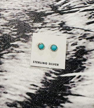 Mini Authentic Sterling Turquoise Post Earrings-Earrings-Motis & CO-Motis & Co Boutique, Women's Fashion Boutique in Carthage, Missouri