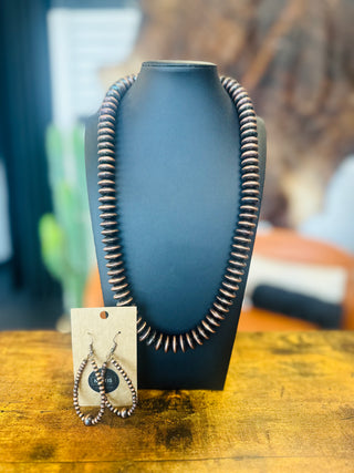Swagger 24" Copper Saucer Bead Necklace-Necklaces-Western Elite-Motis & Co Boutique, Women's Fashion Boutique in Carthage, Missouri