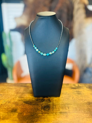 Enid Authentic Turquoise Sterling Pearl Necklace