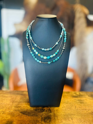 Casper Authentic Turquoise Sterling Pearl Necklace-Necklace-Bijoux-Motis & Co Boutique, Women's Fashion Boutique in Carthage, Missouri