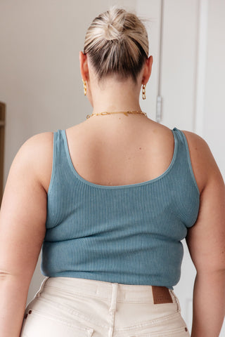 Fundamentals Ribbed Seamless Reversible Tank in Vintage Blue-Tanks-Ave-Motis & Co Boutique, Women's Fashion Boutique in Carthage, Missouri