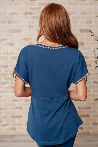 Greece Lightning V-Neck Blouse-Short Sleeves-Ave-Motis & Co Boutique, Women's Fashion Boutique in Carthage, Missouri