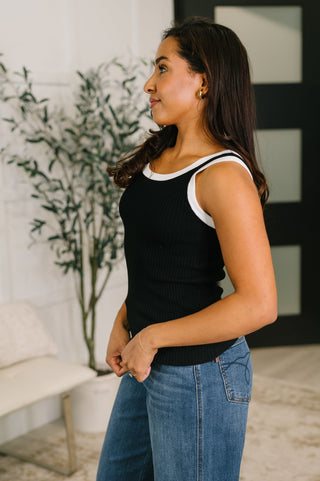 Handled It Contrast Trim Tank in Black-sleeveless-Ave Shops-Motis & Co Boutique, Women's Fashion Boutique in Carthage, Missouri