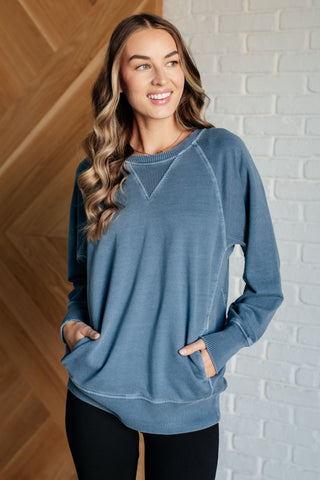 Hands Down Favorite Sweatshirt in Dusty Blue-Pullovers-Ave Shops-Motis & Co Boutique, Women's Fashion Boutique in Carthage, Missouri