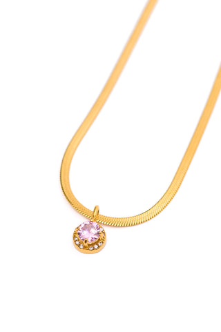 Here to Shine Gold Plated Necklace in Pink-Necklaces-Ave-Motis & Co Boutique, Women's Fashion Boutique in Carthage, Missouri