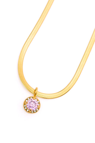 Here to Shine Gold Plated Necklace in Pink-Necklaces-Ave-Motis & Co Boutique, Women's Fashion Boutique in Carthage, Missouri