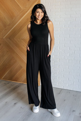 Hilary Wide Leg Jumpsuit in Black-Jumpsuits & Rompers-Ave Shops-Motis & Co Boutique, Women's Fashion Boutique in Carthage, Missouri