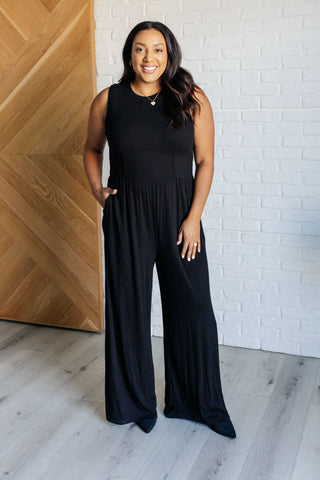 Hilary Wide Leg Jumpsuit in Black-Jumpsuits & Rompers-Ave Shops-Motis & Co Boutique, Women's Fashion Boutique in Carthage, Missouri