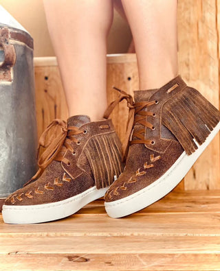 Cheyenne Leather Fringed Sneaker-Sneakers-Agave Sky-Motis & Co Boutique, Women's Fashion Boutique in Carthage, Missouri