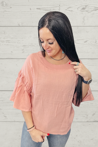 Angel Wings Casual Gauze Top Blush-Short Sleeves-Very J-Motis & Co Boutique, Women's Fashion Boutique in Carthage, Missouri