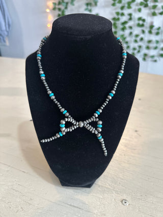 Denton Cowboy Pearl Turquoise Bow Necklace