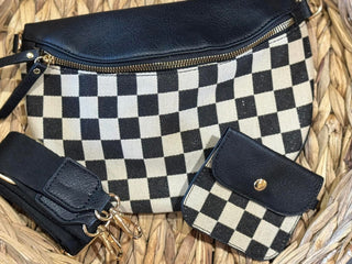 Checkmate Black Bum Bag-Handbags-Kaydee Lynn-Motis & Co Boutique, Women's Fashion Boutique in Carthage, Missouri