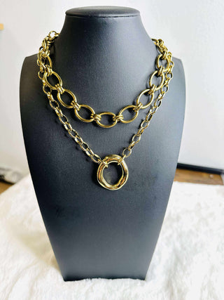 Chunky Gold Plated Circle Necklace | The Scotty-Necklaces-ChanSutt-Motis & Co Boutique, Women's Fashion Boutique in Carthage, Missouri