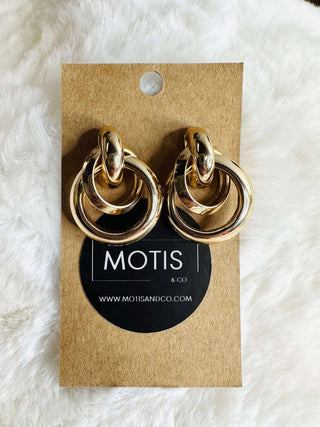 Gold Circle Dangle Post Back Earrings - Mora-Earrings-Carol Su-Motis & Co Boutique, Women's Fashion Boutique in Carthage, Missouri