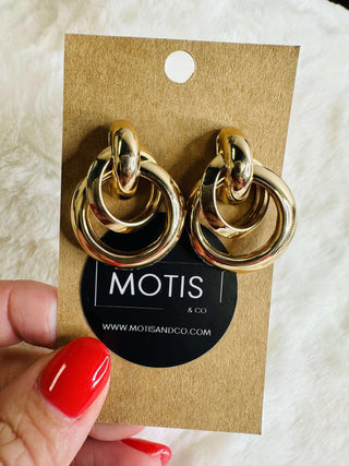 Gold Circle Dangle Post Back Earrings - Mora-Earrings-Carol Su-Motis & Co Boutique, Women's Fashion Boutique in Carthage, Missouri