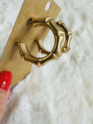 Bamboo Gold Hoop Earrings-Earrings-Carol Su-Motis & Co Boutique, Women's Fashion Boutique in Carthage, Missouri