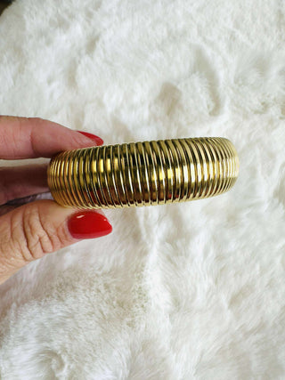 Gold Water Resistant Bangle Bracelet | The Emma-Bracelets-ChanSutt-Motis & Co Boutique, Women's Fashion Boutique in Carthage, Missouri